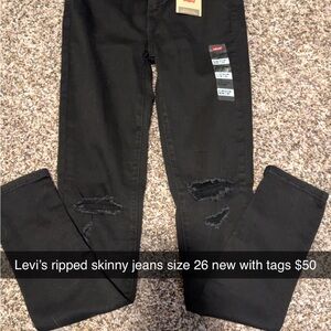Levi's Black Distressed Skinny Jeans